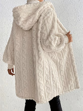 LIZAKOSHT  -  Open Front Long Sleeve Fuzzy Hooded Jacket